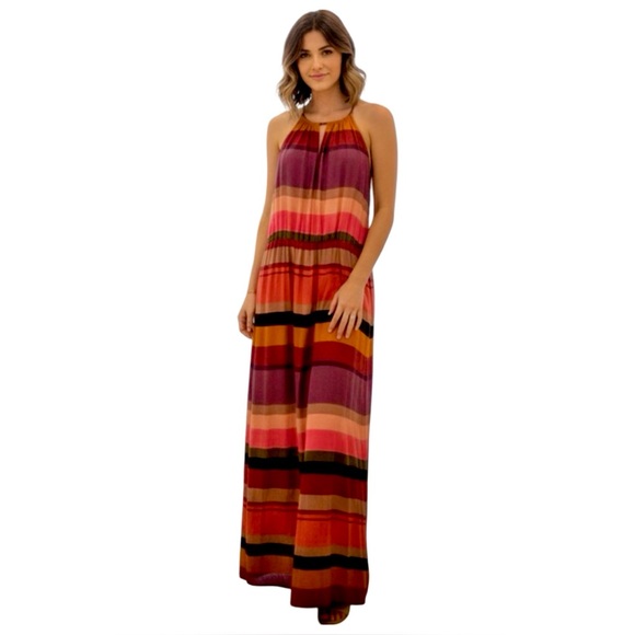 LOFT Dresses & Skirts - LOFT Striped Halter Maxi Dress - Boho Summer Resort Wear - Size 12